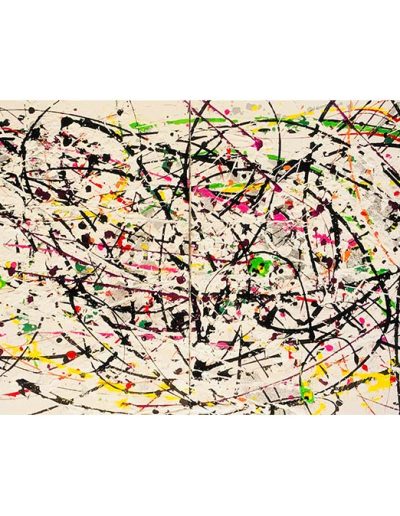 Painting with multiple colors of paint splatters and lines