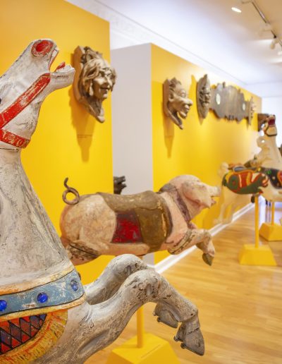 Wooden carvings and carousel animals in Americana and Folk Art Collection